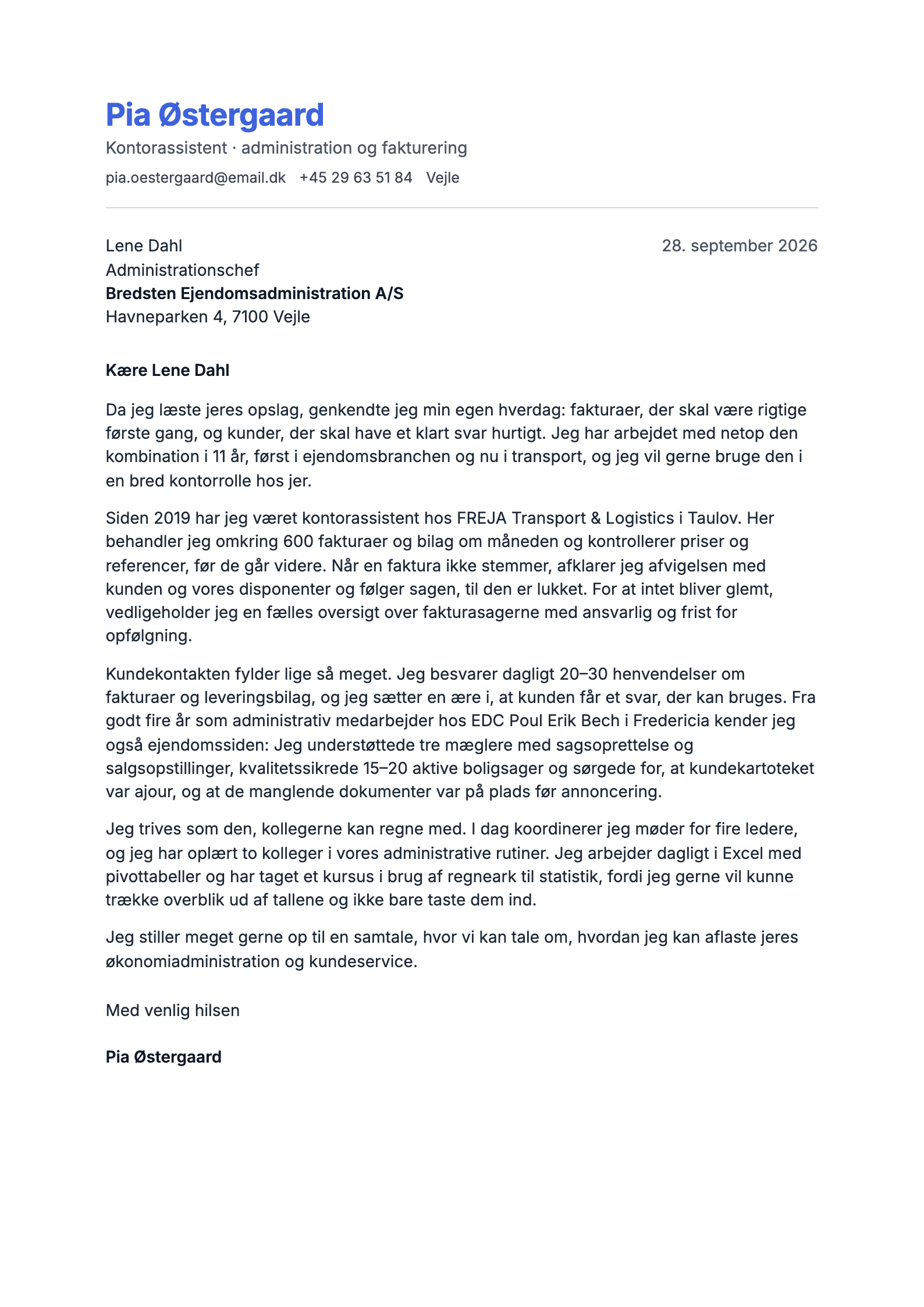 Ansøgning: Kontorassistent