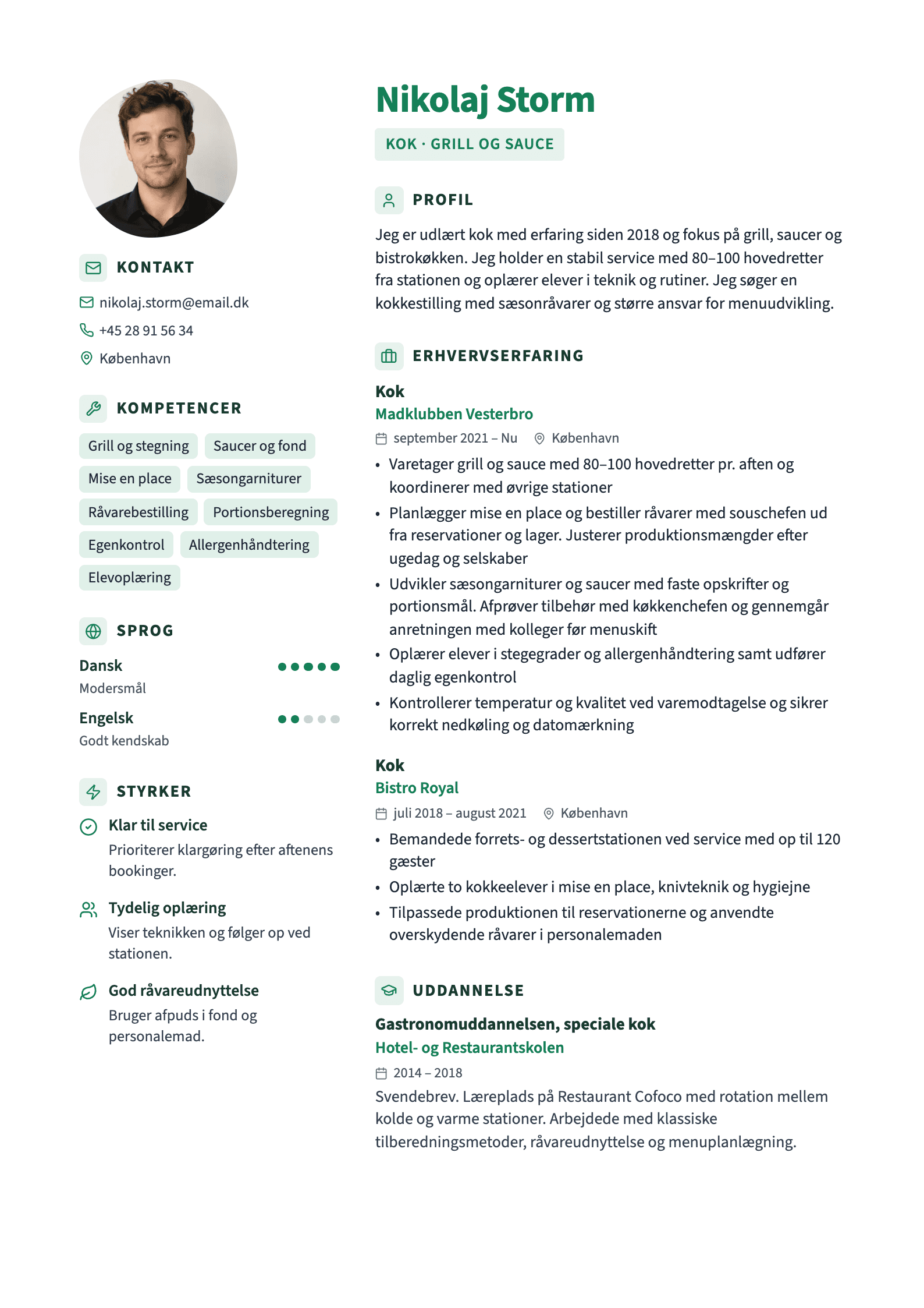 CV-eksempel: Kok