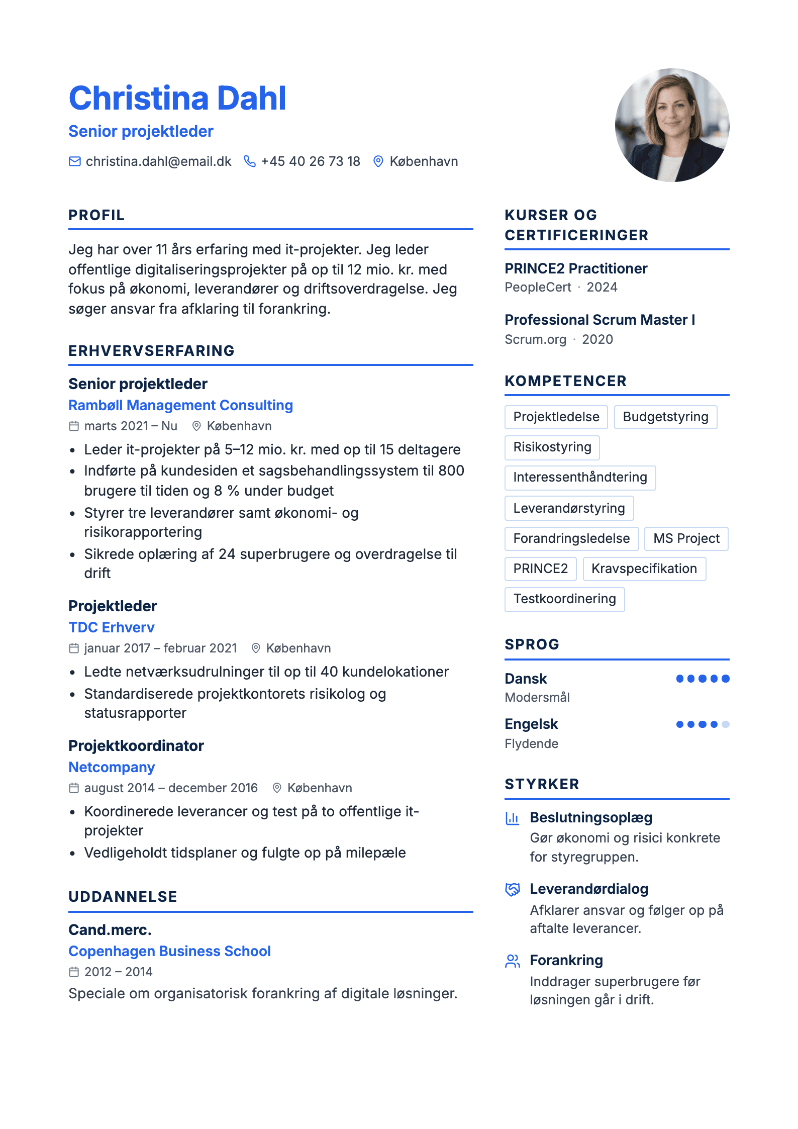 CV-eksempel: Projektleder