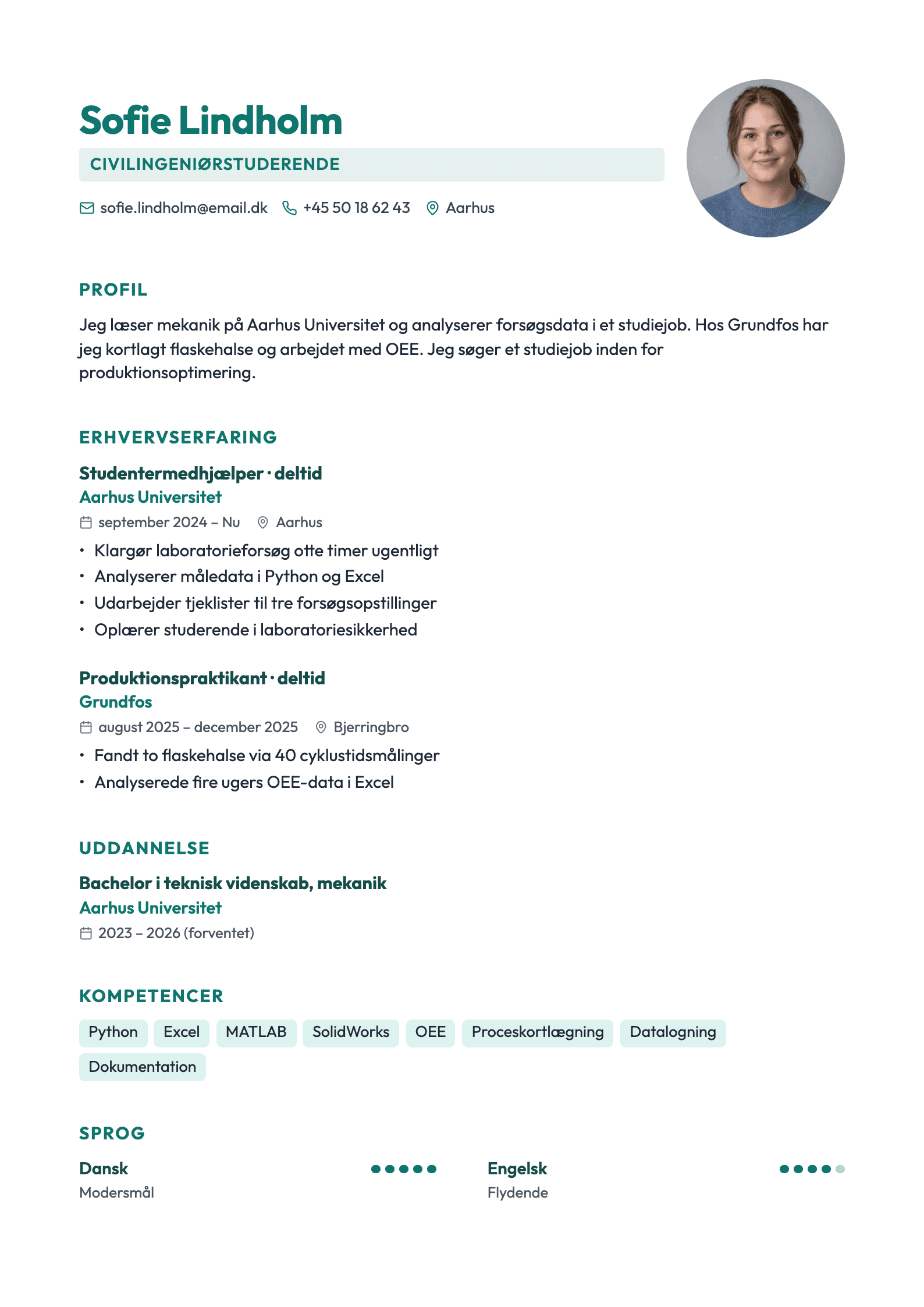 CV-eksempel: Studerende